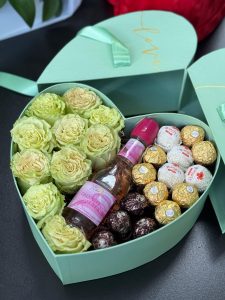 Rose, Wine and Chocolate Heart Box
